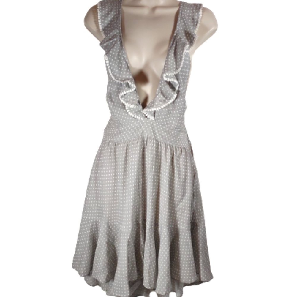 Lost in Lunar Shorts Romper Gray White Polka Dot Women's Size Large NWT